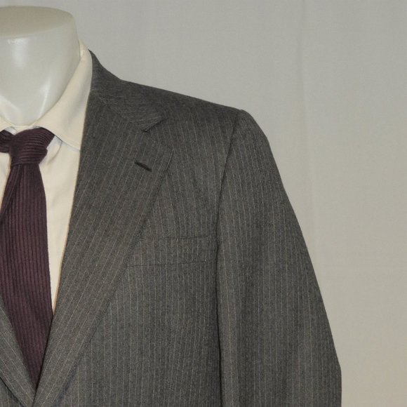 Brooks Brothers Makers Own Make MTM Gray HBone Stripe Two Button Suit 40S